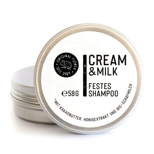 Festes Haarshampoo 58g Cream & Milk in Dose "Black Edition", Schwarz