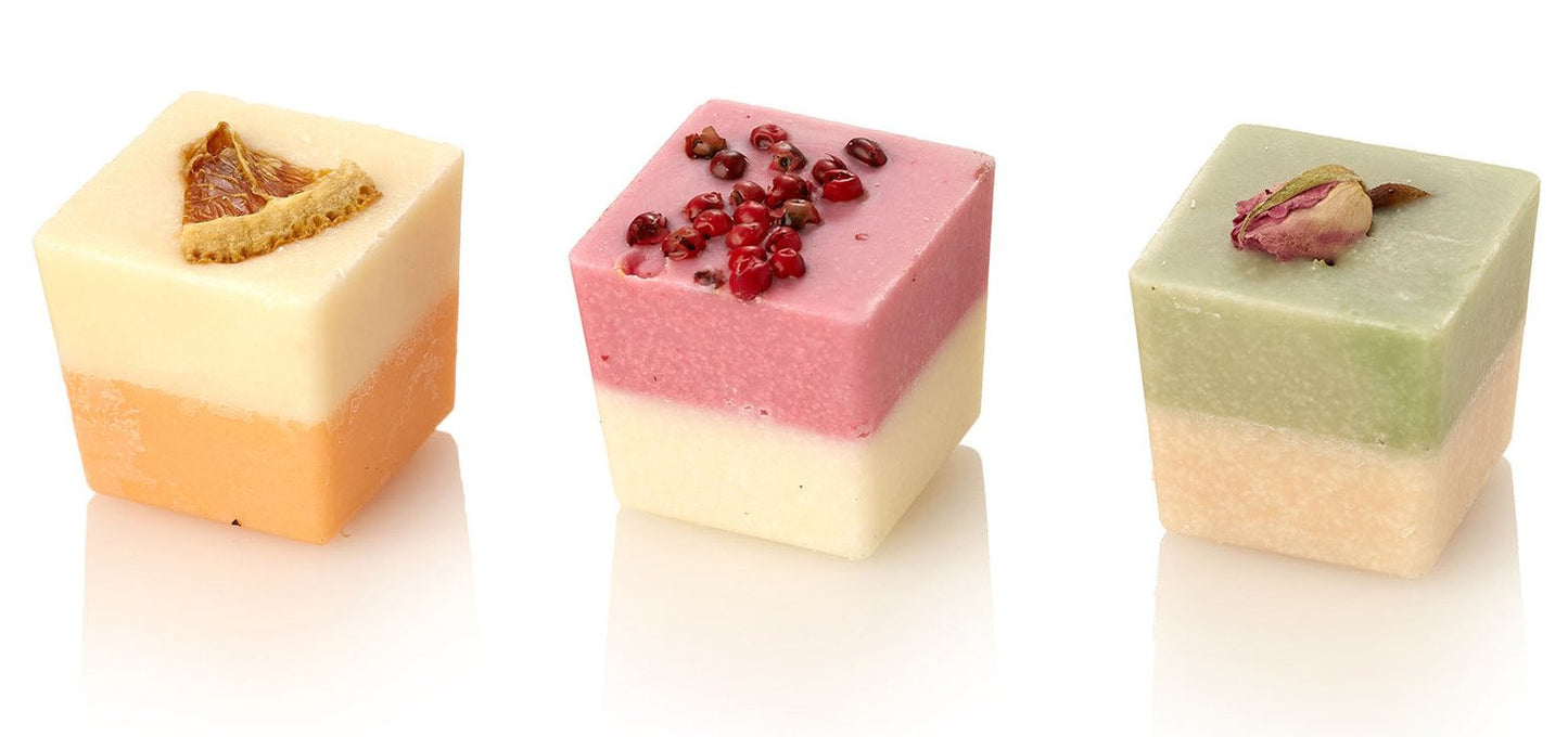 Schafmilch-Badewürfel Poesie Rose 3,5 cm 50 g
